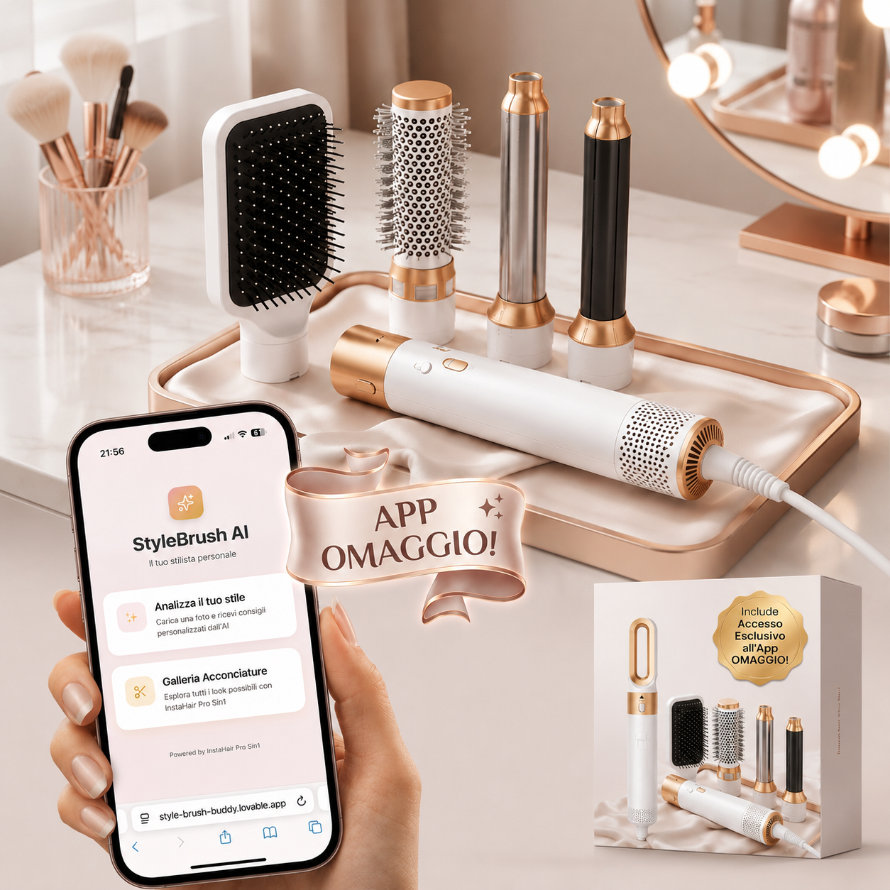 InstaHair Pro 5 in 1 + App StyleBrush AI Pro in OMAGGIO 🎁